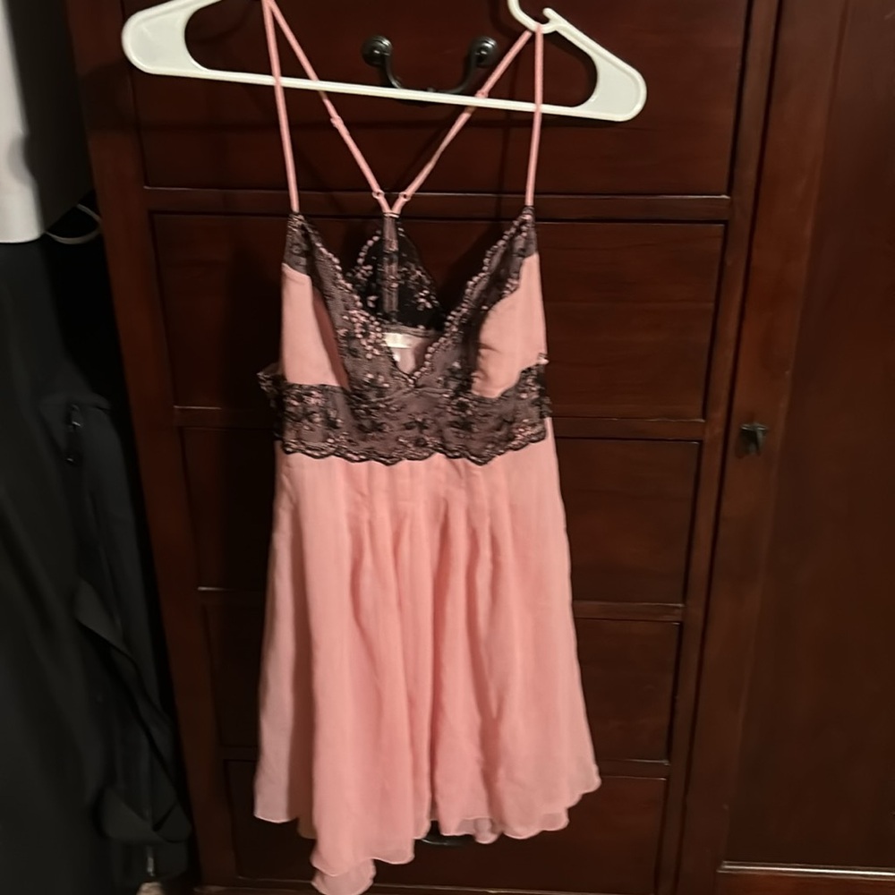 Victoria’s Secret Pink and Black Lace Babydoll